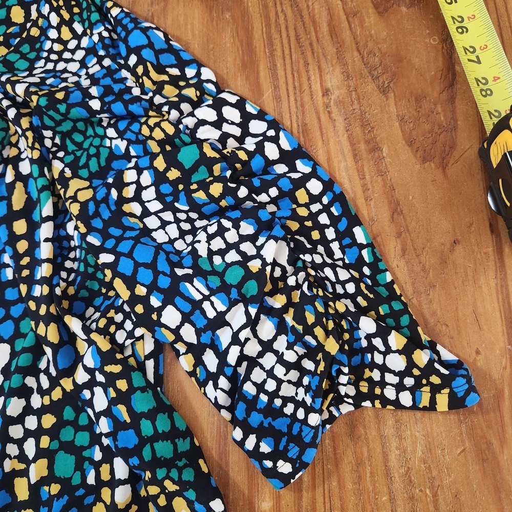Alfani Woman Green Blue Stretchy Ruched Sides & Short Sleeve Blouse 3X Colorful - Picture 9 of 11